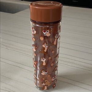 Chip 'n' Dale Clear Water Bottle - Brown Character Print